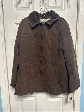 Madison Brown Teddy-Lined Faux Suede Jacket